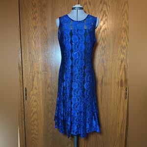 Alex Evenings Royal Blue Lace Midi Dress - size 10